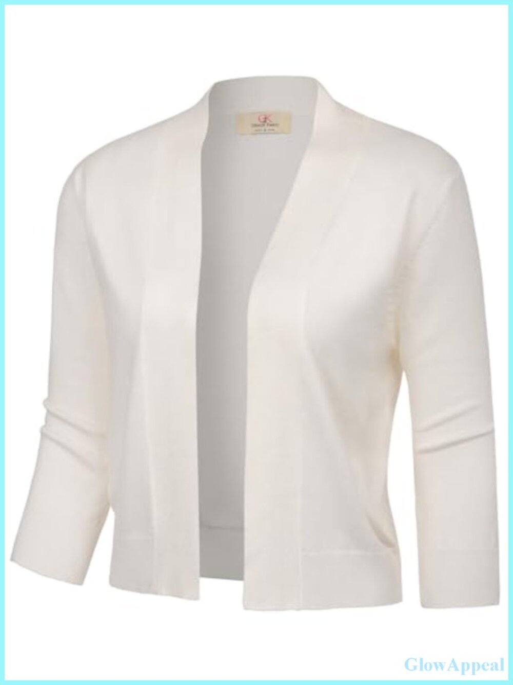 Lightweight Knit Cropped Cardigan 3/4 Sleeve Open Front Shrug Bolero